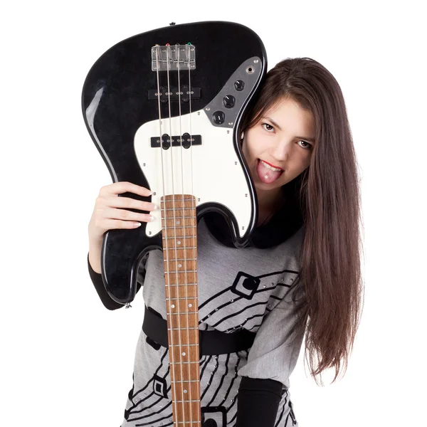 Girl and guitar — Stock Photo, Image