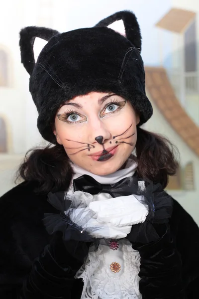 Актриса одягнена як кицька кішка — стокове фото