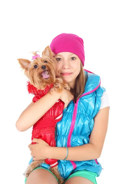 Girl with dog — Stock Photo, Image