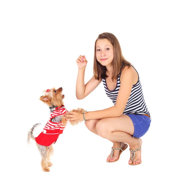 Girl and dog — Stock Photo, Image