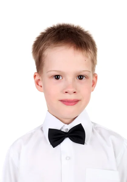 Pequeno cavalheiro a usar gravata borboleta — Fotografia de Stock