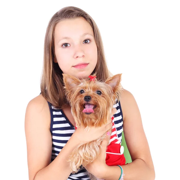 Tiener en hond — Stockfoto