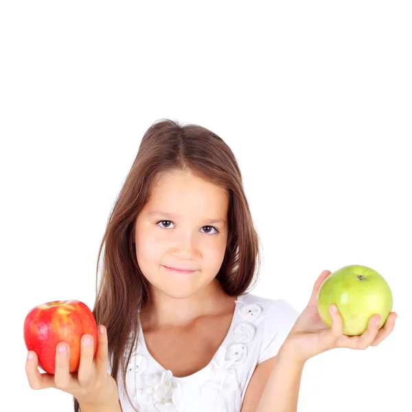 Fille avec deux pommes — Photo