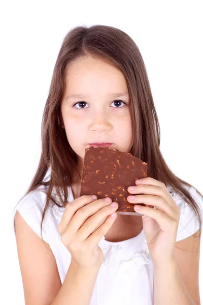 Girl and chocolate — Stock Photo, Image