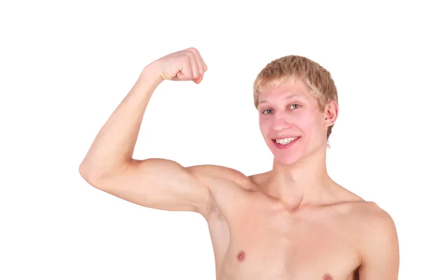 Young guy showing his muscles — Stock Photo, Image