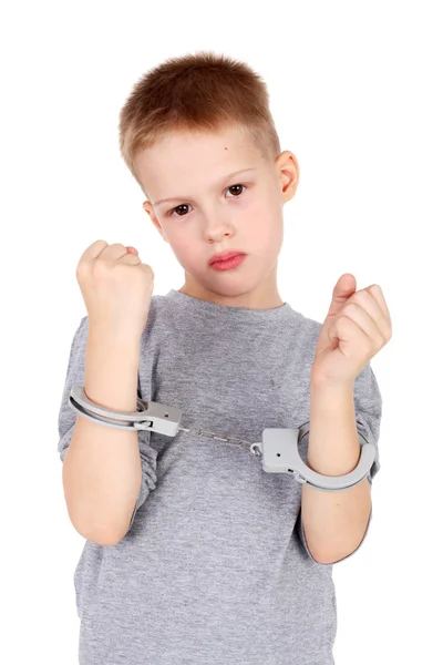 Boy with the hand cuffs — Stock Photo, Image