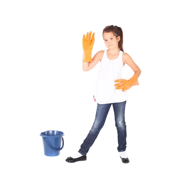 Little girl cleaning — Stock Photo, Image