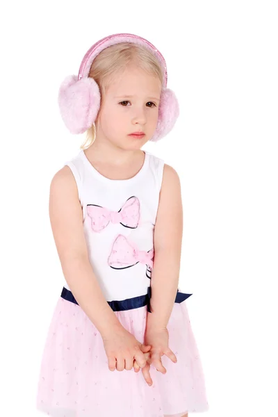 Kind in roze jurk — Stockfoto