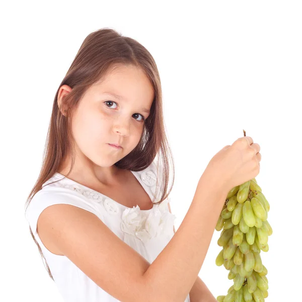 Дівчина з гроном винограду — стокове фото