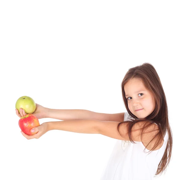 Κορίτσι και μήλα — Φωτογραφία Αρχείου
