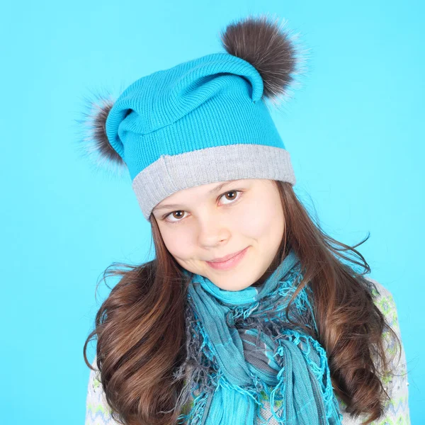 Mavi şapkalı kız — Stok fotoğraf