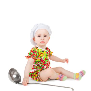 cook şapkalı küçük bebek