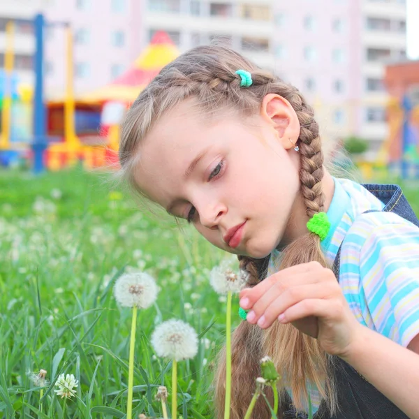 Niño en las flores — Foto de Stock