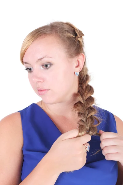 Menina em vestido azul — Fotografia de Stock