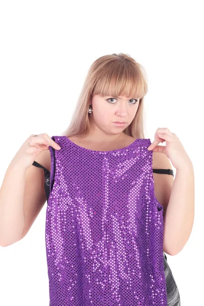 Girl trying on the evening dress — Stock Photo, Image