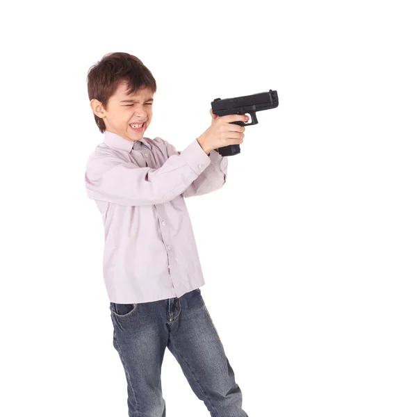 Jongen met het pistool — Stockfoto