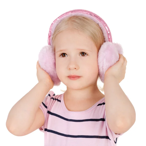 Enfant en casque en fourrure — Photo