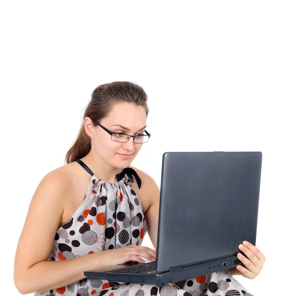Meisje met de laptop — Stockfoto