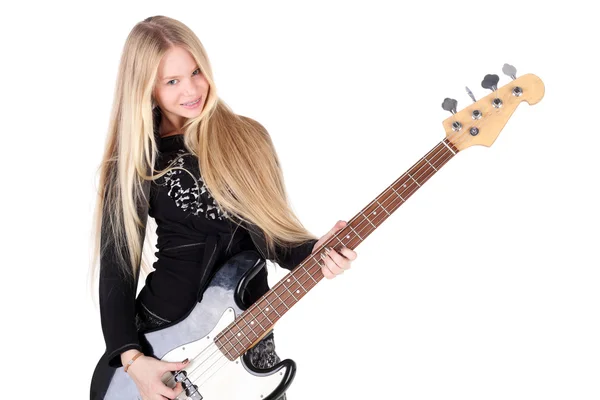 Girl with the electric guitar — Stock Photo, Image