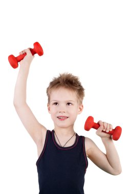 Çocuk dumbbells ile eğitim