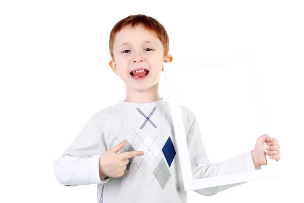 Boy with frame — Stock Photo, Image