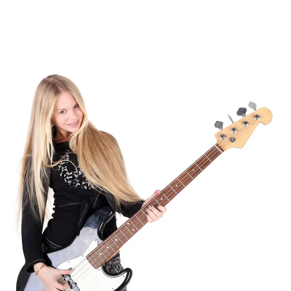 Ragazza con la chitarra elettrica — Foto Stock