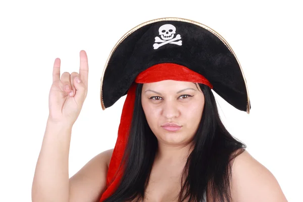 Mulher de chapéu de pirata — Fotografia de Stock