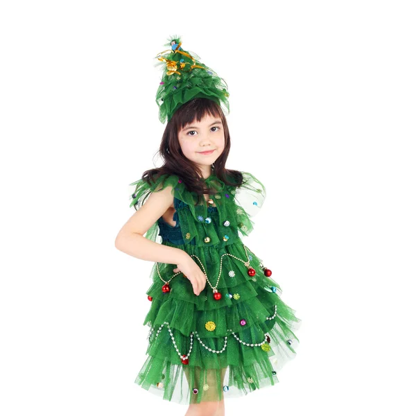 Chica del árbol de año nuevo —  Fotos de Stock