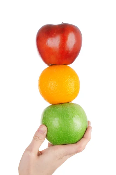 Hand with the red and green apples — Stock Photo, Image