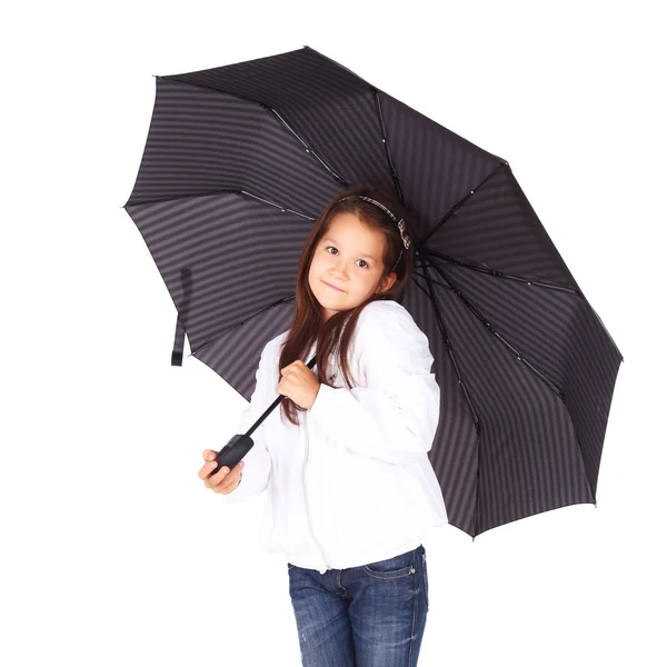 Ragazza con l'ombrello grande — Foto Stock