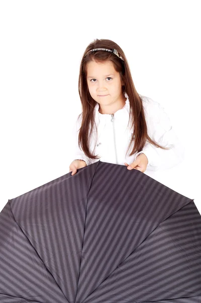 Girl with the big umbrella — Stock Photo, Image