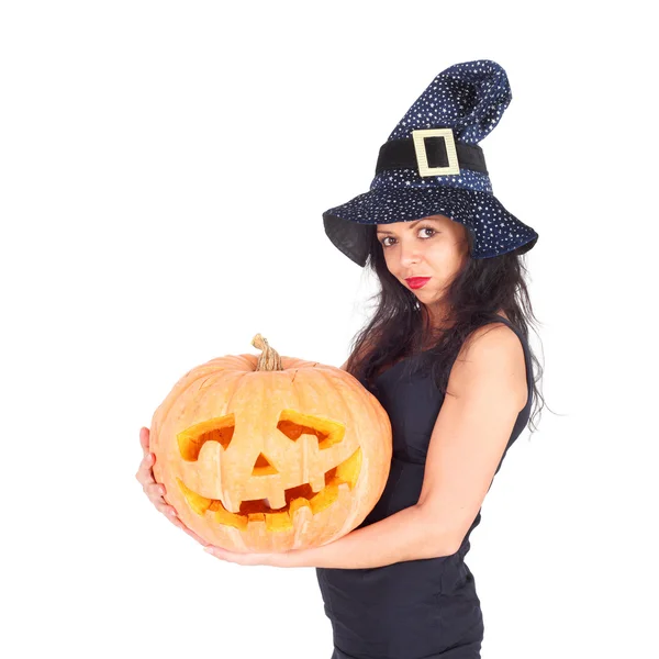 Czarownica z dyni halloween — Zdjęcie stockowe