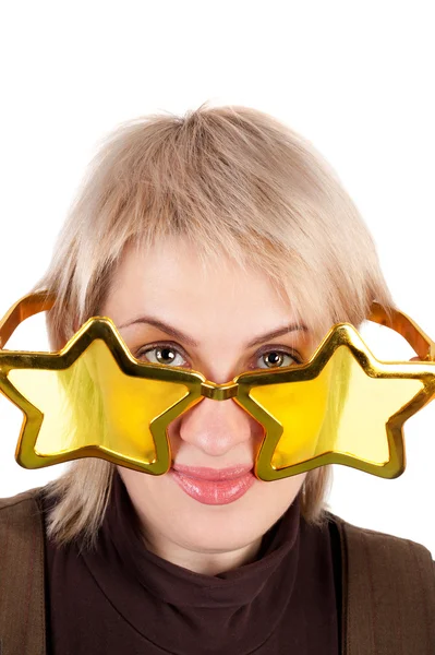 Woman in funny glasses — Stock Photo, Image