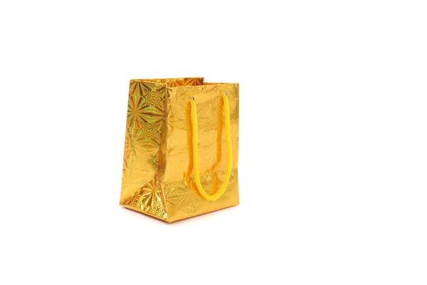 Gold gift parcel — Stock Photo, Image