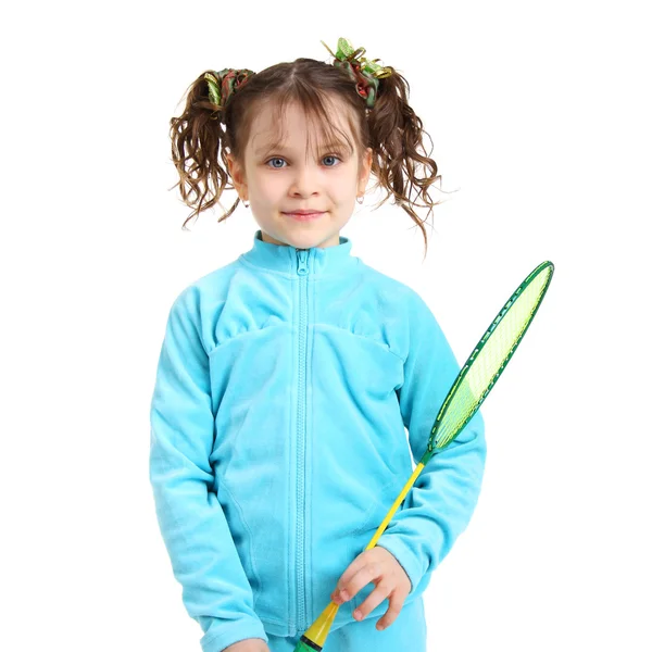 Girl with a tennis racket — Stock Photo, Image
