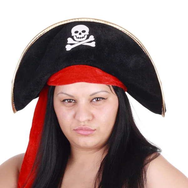 Kvinna i pirat hatt — Stockfoto