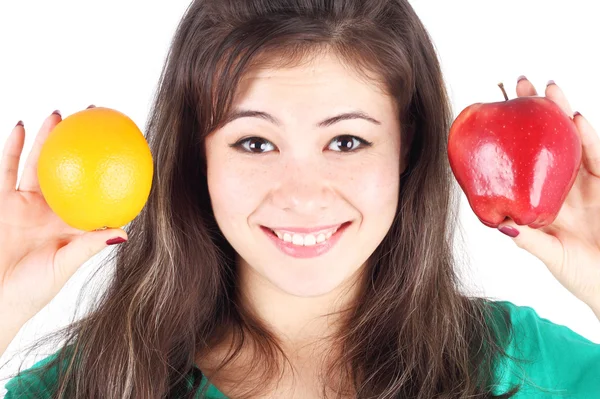 Chica sosteniendo frutas —  Fotos de Stock