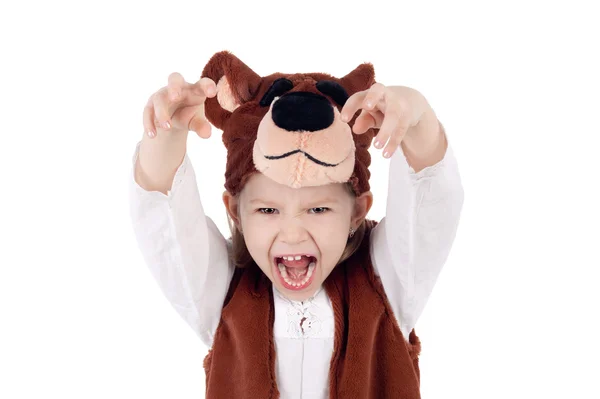 Niño en el disfraz de carnaval oso — Foto de Stock