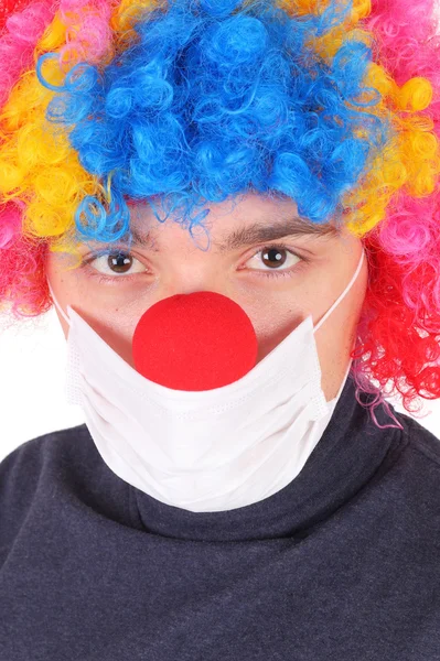 Clown in der medizinischen Maske — Stockfoto