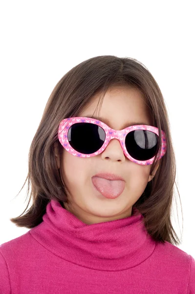 Dívka ukazuje její jazyk — Stock fotografie