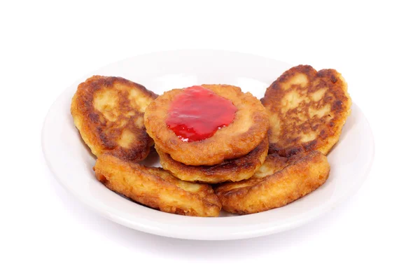 Dicke Pfannkuchen und Marmelade — Stockfoto