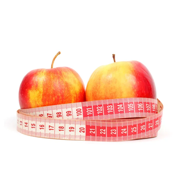 Apples and tape line — Stock Photo, Image
