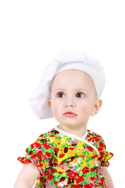 Bébé dans le chapeau de cuisine — Photo