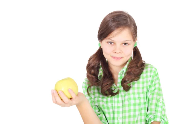 Girl and apple — Stock Photo, Image