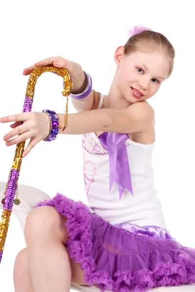 Niña bailando con el bastón — Foto de Stock