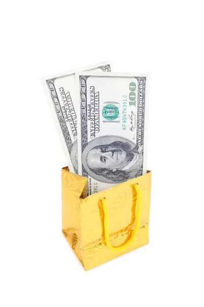 Parcel and dollars — Stock Photo, Image