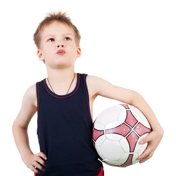 Junge mit dem Fußballball — Stockfoto