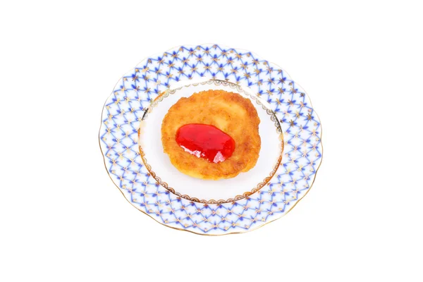 Tykk pannekake med solbærsyltetøy – stockfoto