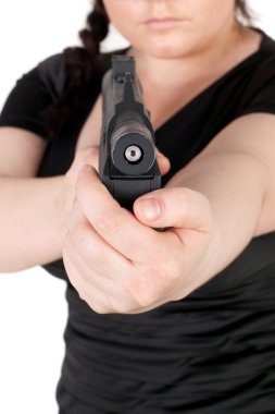 Beautiful woman with gun