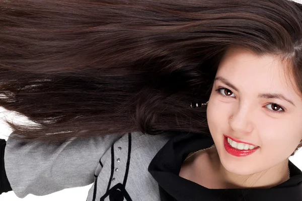 Young beautiful bright brunette girl — Stock Photo, Image